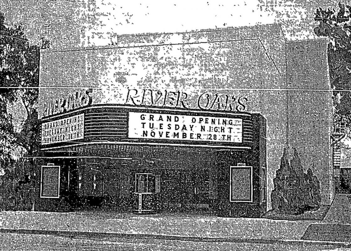 The River Oaks Theatre on its opening day as it appeared on the front page of the Houston Post on Tuesday, November 28, 1939.