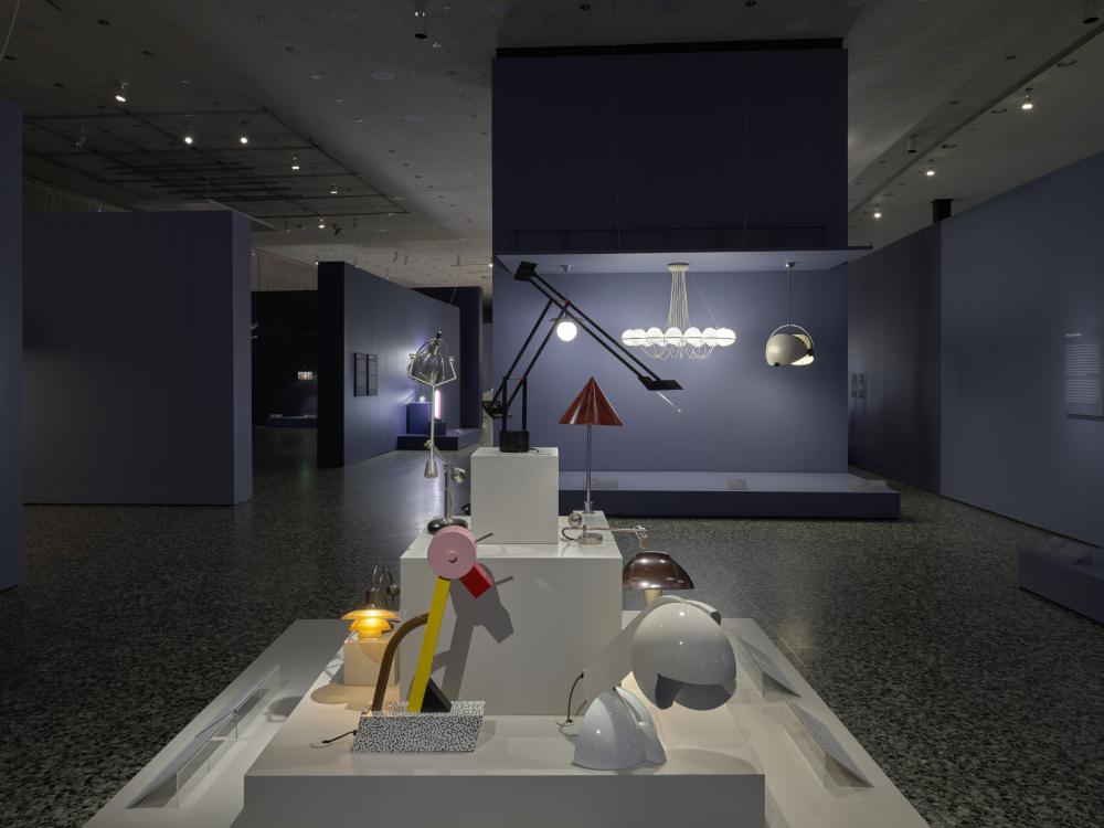 Installation view of Electrifying Design: A Century of Lighting at the Museum of Fine Arts, Houston. Photo by Will Michels. Photograph © The Museum of Fine Arts, Houston.